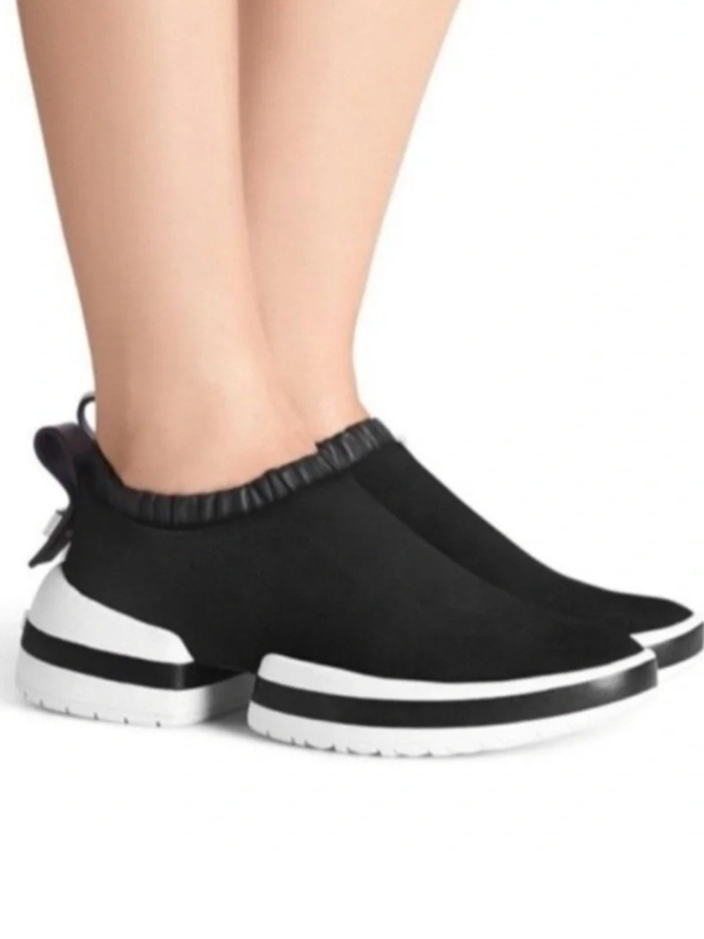 Stuart Weitzman Suede Pull-on Sneaker Slip-On Black Athletic Women's Sneakers